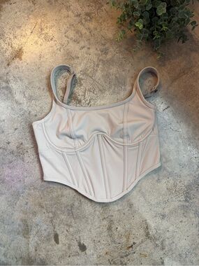 Gilly Hicks Corset-Style Bralette in Light Beige — Supportive Shaping Top